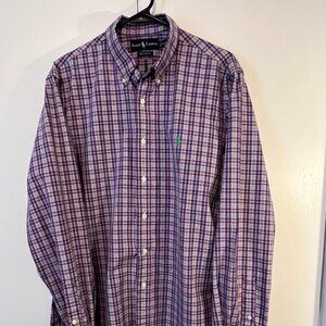 Men's Ralph Lauren Polo Casual Button Down Shirt, Size L Custom Fit, Cotton